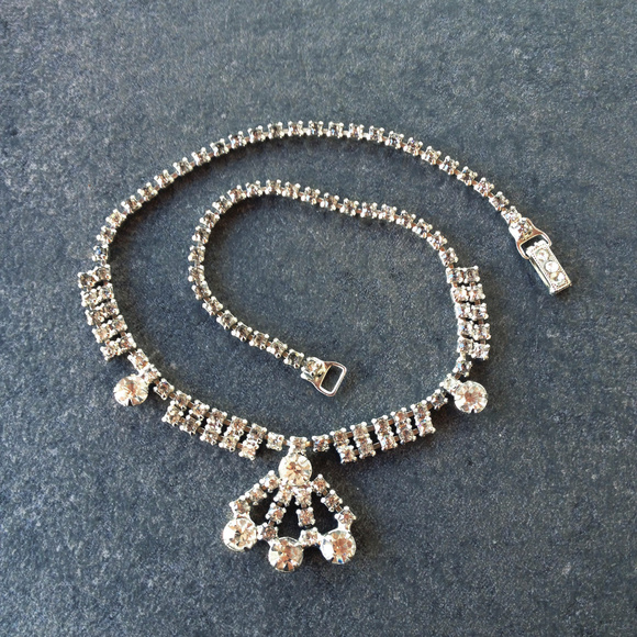 Vintage Art Deco Rhinestone Statement Necklace - Picture 1 of 4
